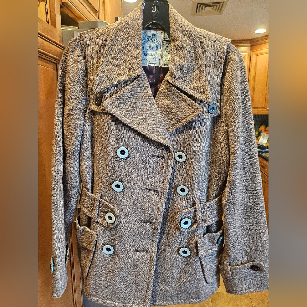 Anthropologie Trovata Tweed Pea Coat
